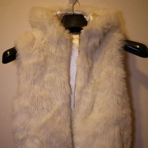 HM Faux Fur Hoodie Vest Womens Size 4